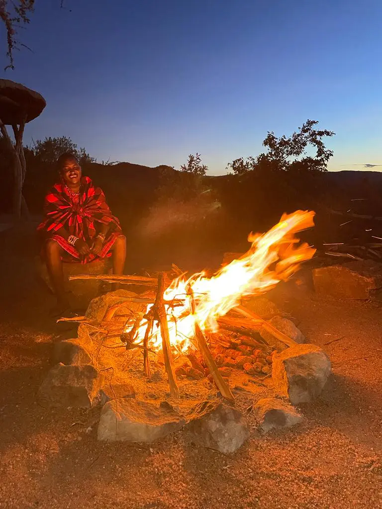 Campfire With Masai In Maji Moto