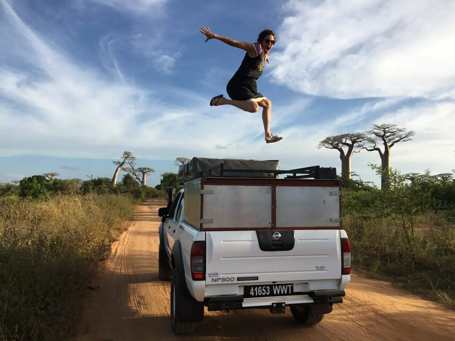 Women Jumping Baobab De Avenue roadtrip madagascar