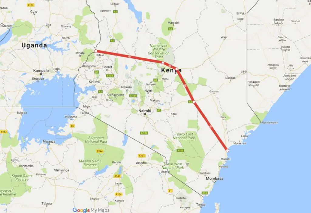 Map Excluded Areas roadtrip Kenya Africa