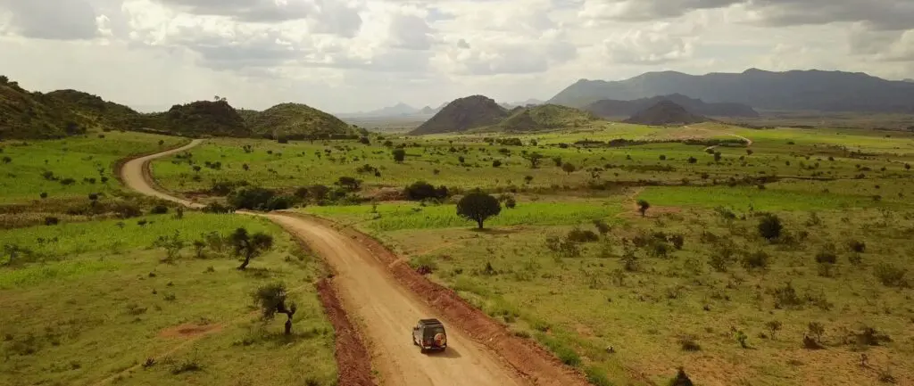 Road trip in Kidepo National Park on the dirt roads
