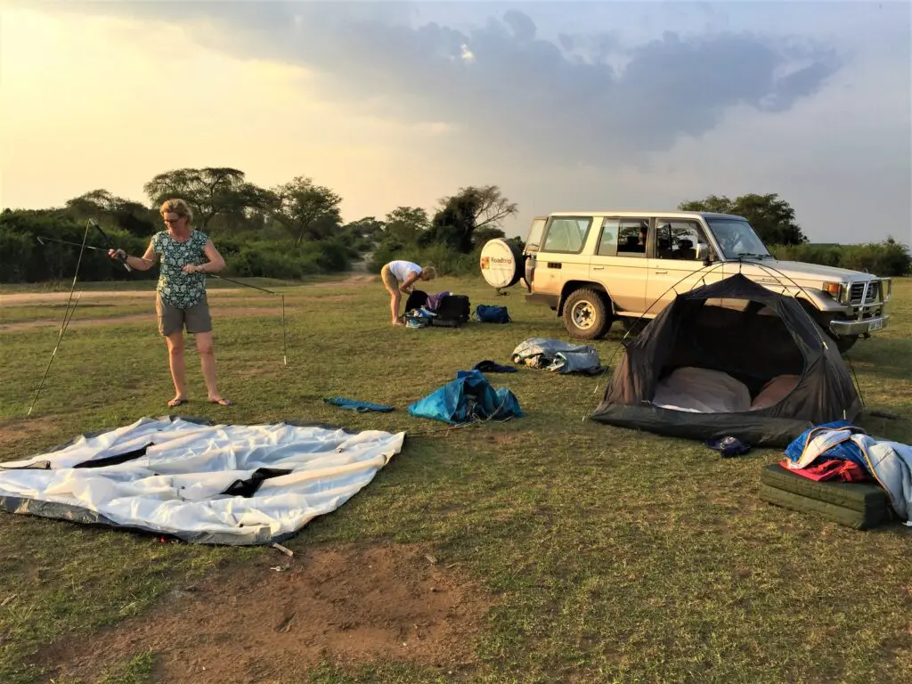 Setting Up Camp At Mweya Peninsula QENP (1)